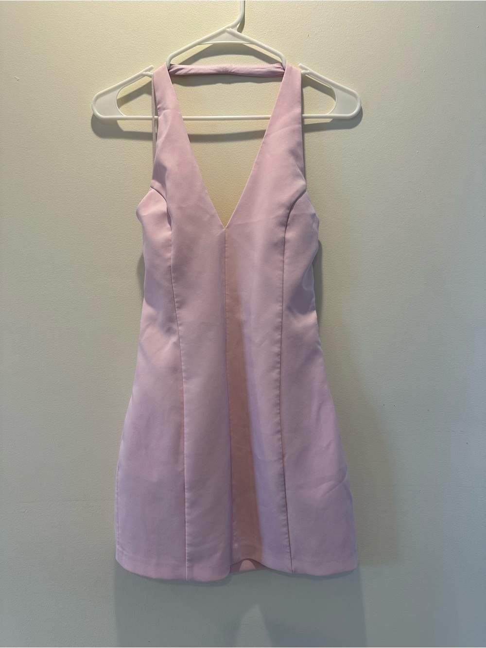 Zara Soft pink V-Neck Mini Dress